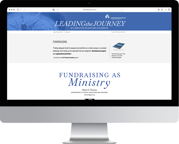An issue of Leading the Journey on screen
