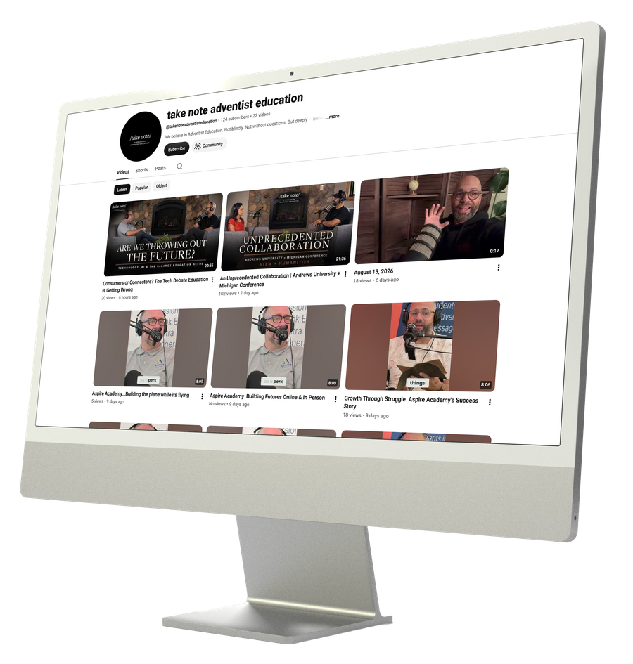The Take Note podcast channel on screen